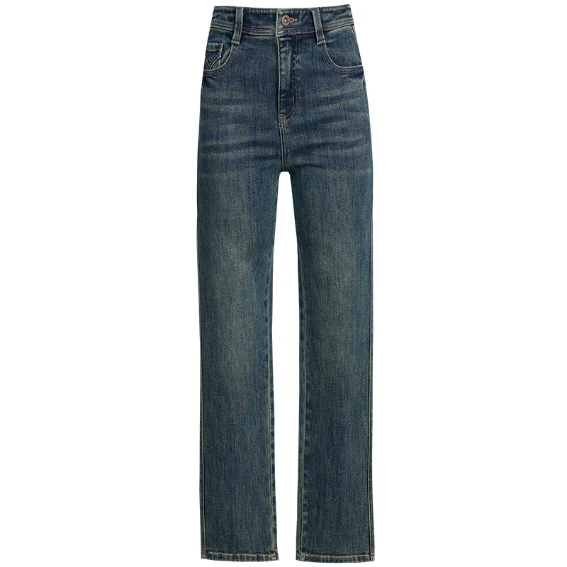MEDECOO/墨蒂珂 猫须水洗直筒深牛仔裤TIX80714