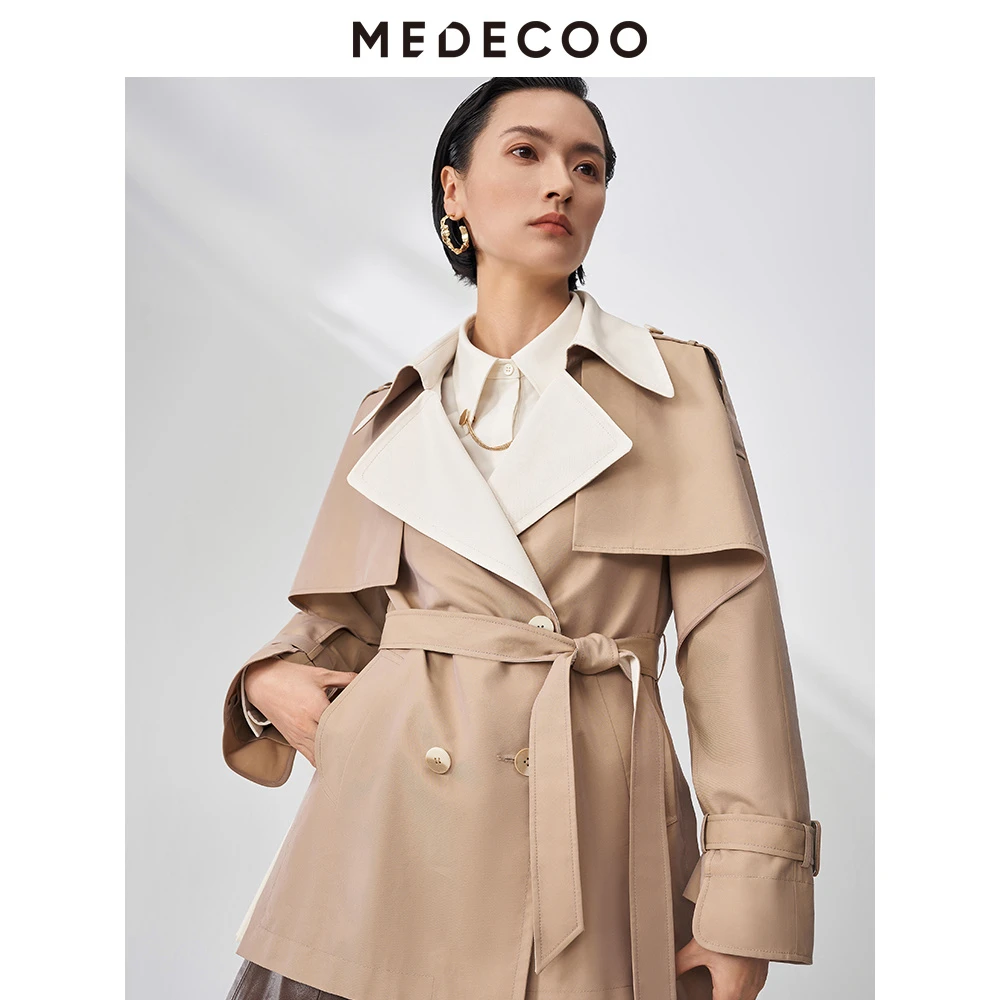 MEDECOO/墨蒂珂上衣外套撞色帅气短款风衣MHQ32108