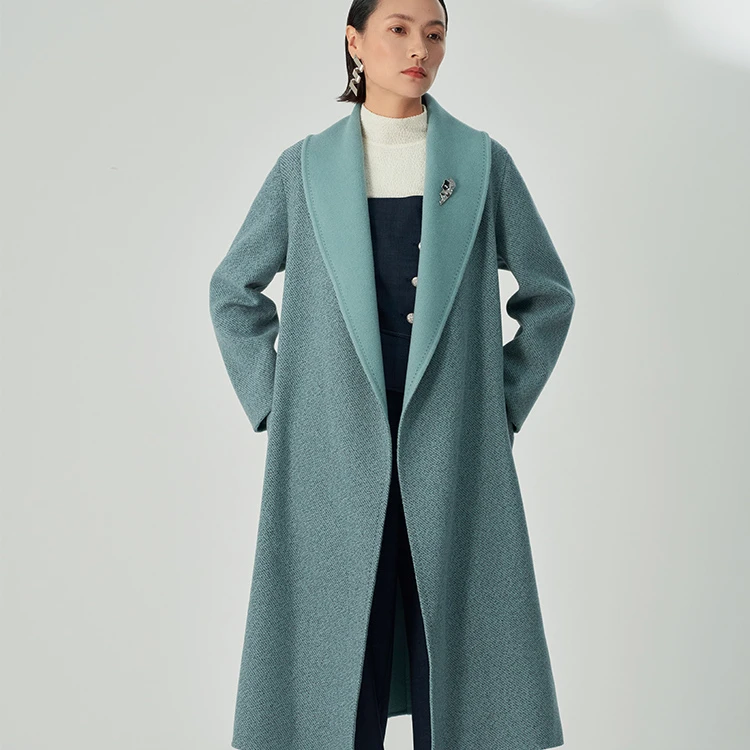 MEDECOO/墨蒂珂浴袍式系带双面呢羊毛大衣女MHD20312