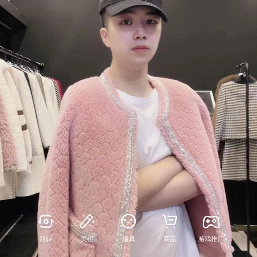 （加厚皮毛一体）2025高端轻奢镶钻女装外套皮毛一体短外套601