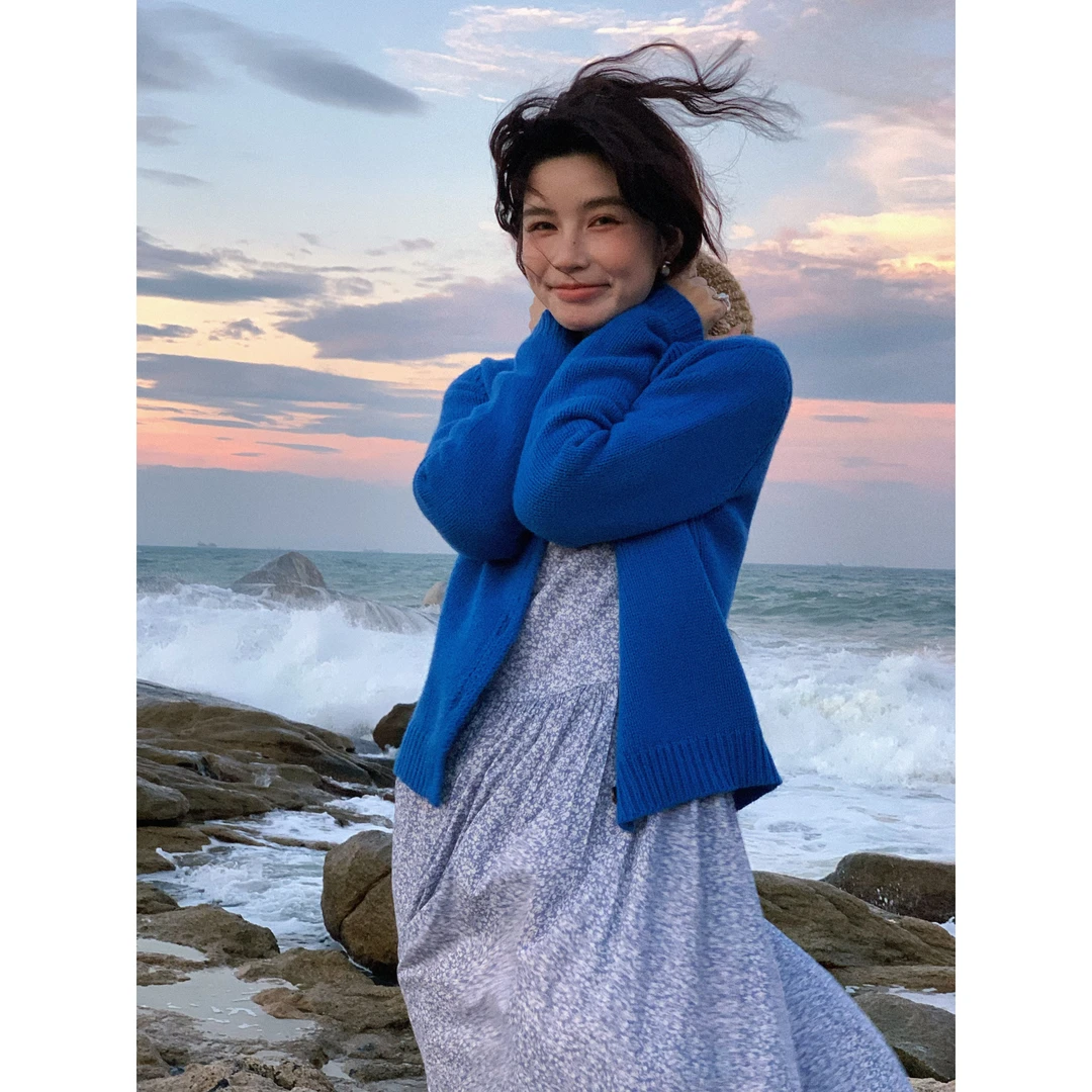 秋屿頔moment 自制  复古百搭休闲宽松通勤针织毛衣