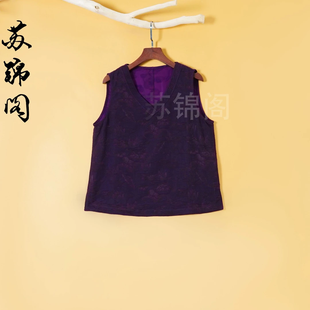 1594-86352新款洋气高档百分百桑蚕丝香云纱马夹网红款正品上档次