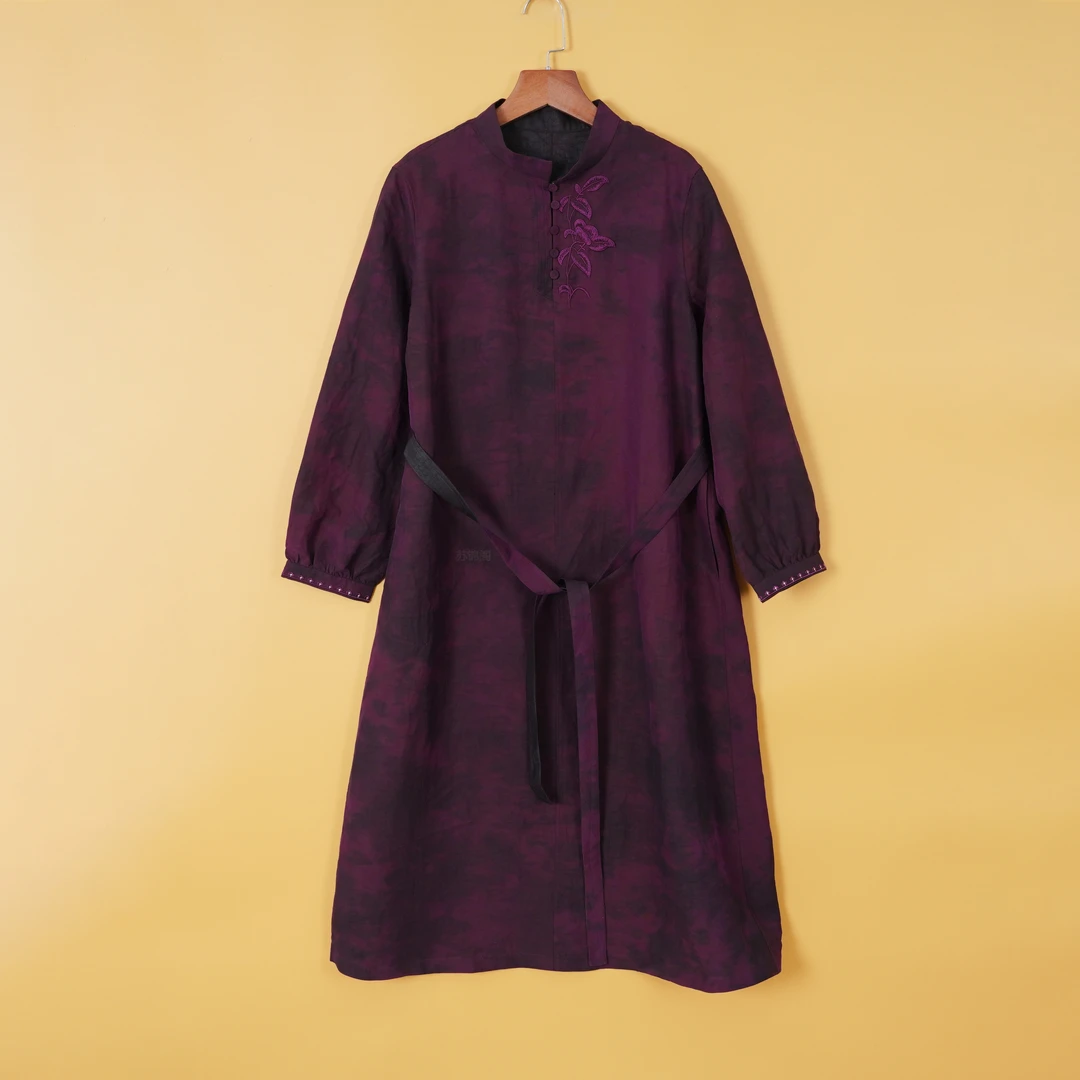 583-9-8652桑蚕丝香云纱复古中国风新中式气质时尚休闲连衣裙