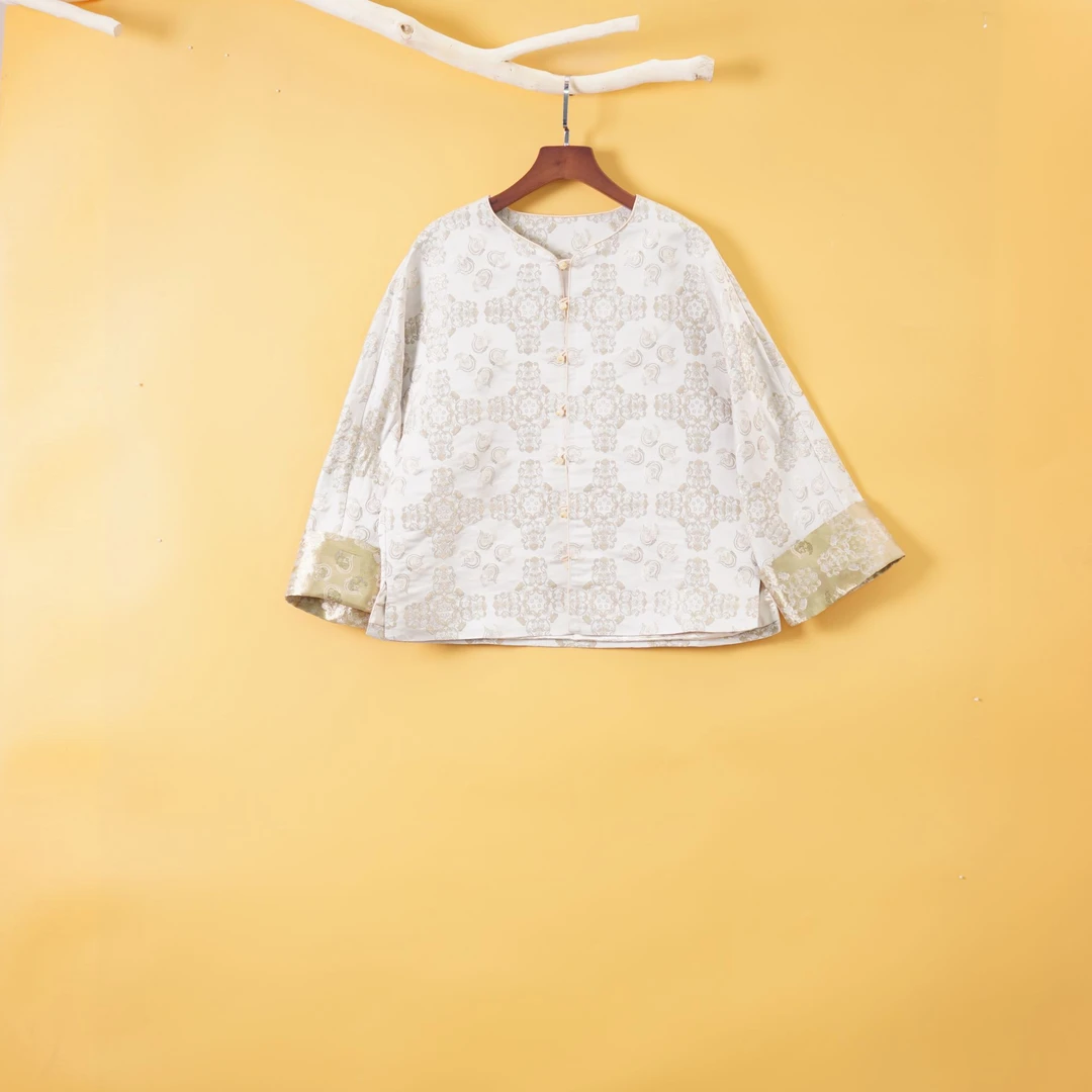 1370-DWD1441高品质重锻重磅重工百分百桑蚕丝老宋锦新中式外套