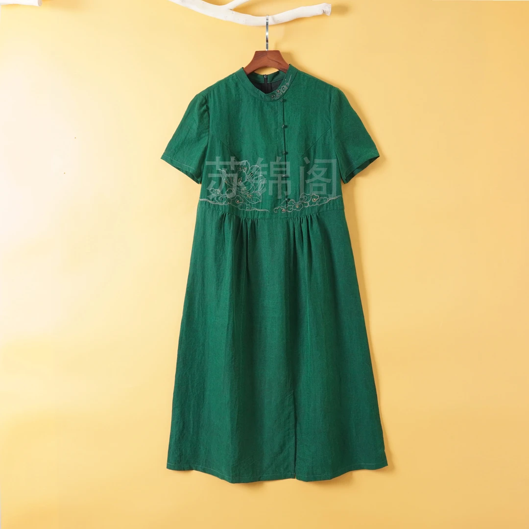 1017-5-3961香云纱桑蚕丝新中式高品质重磅龟裂纹2024爆款连衣裙