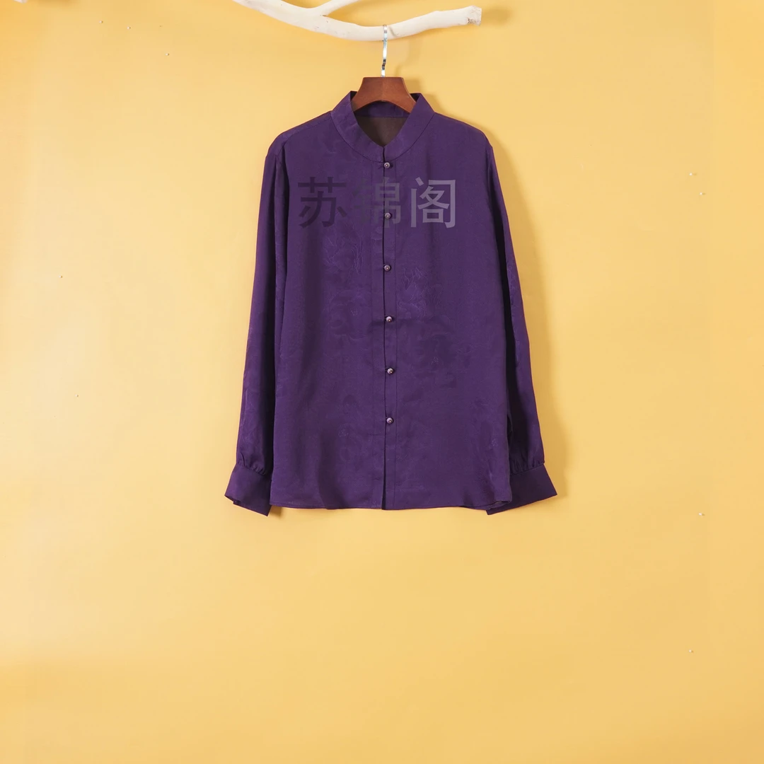 1255-X2219百分百桑蚕丝高品质香云纱花萝彩龟新中式秋款外套