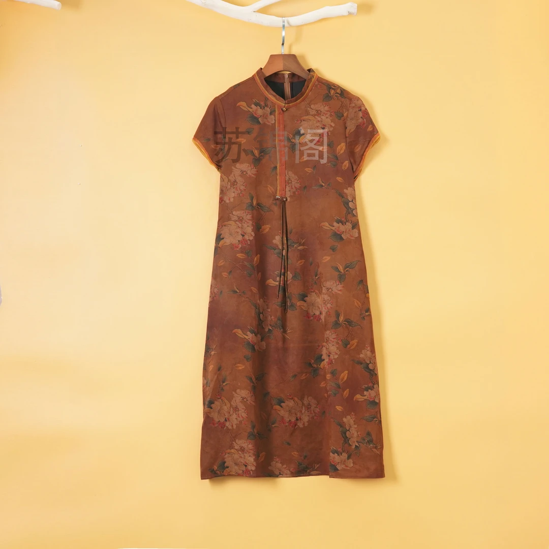 1202-D2060高品质百分百桑蚕丝香云纱新款爆款新中式高端连衣裙