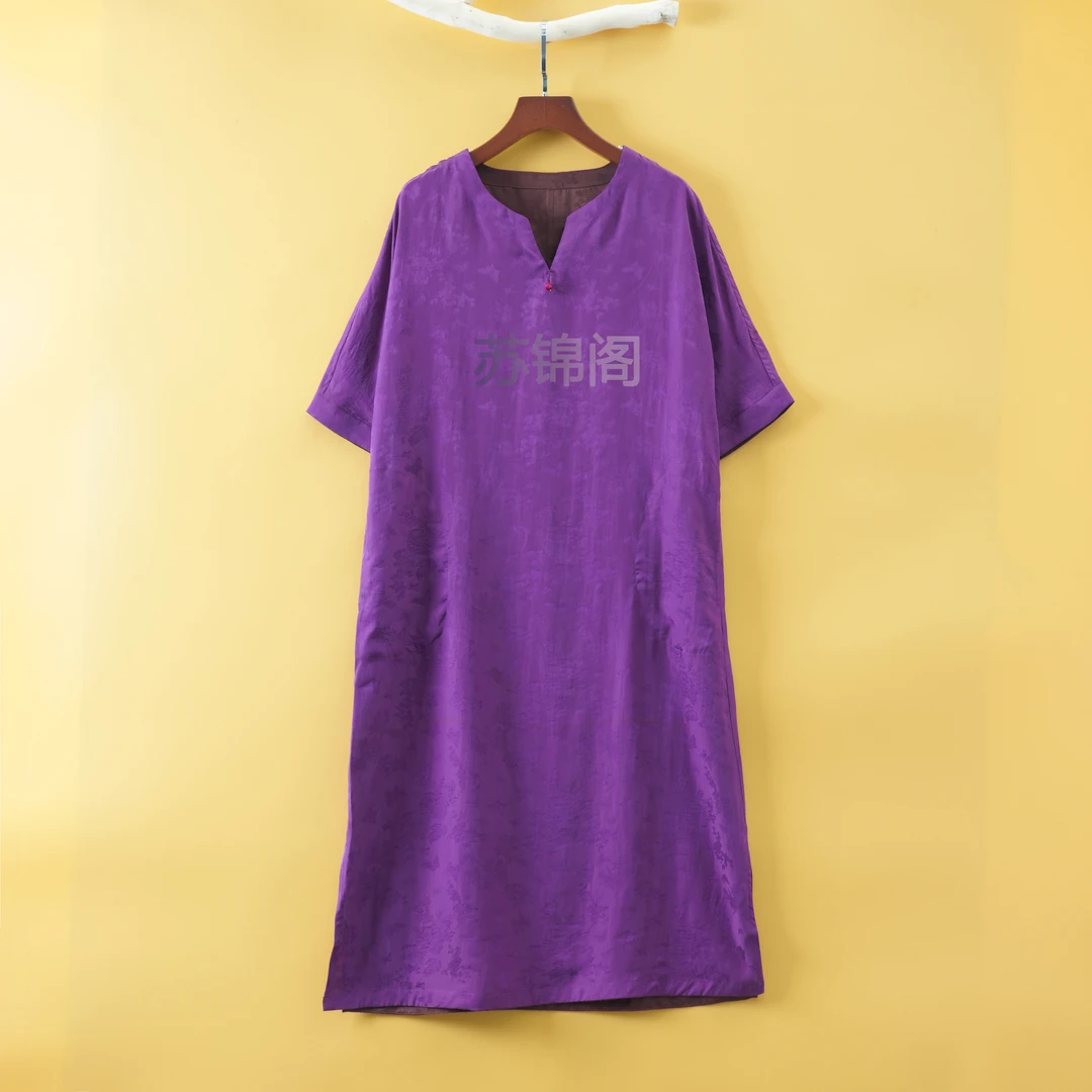 968-9-86150香云纱桑蚕丝宽松连衣裙2024爆款老料新中式夏季复古