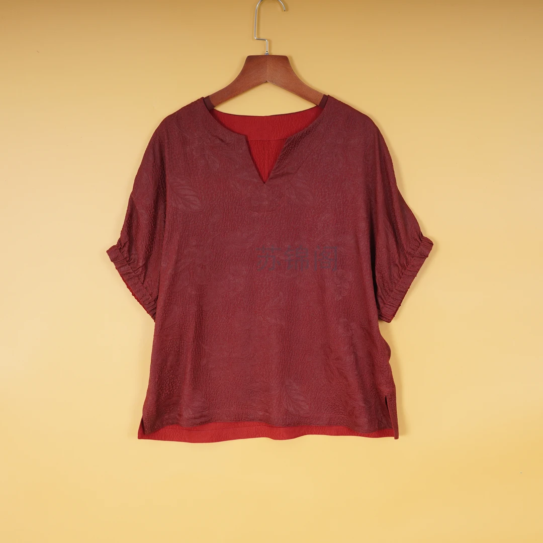 477-8-8139桑蚕丝冠乐绉双面双层衬衫文艺气质中国风国新中式