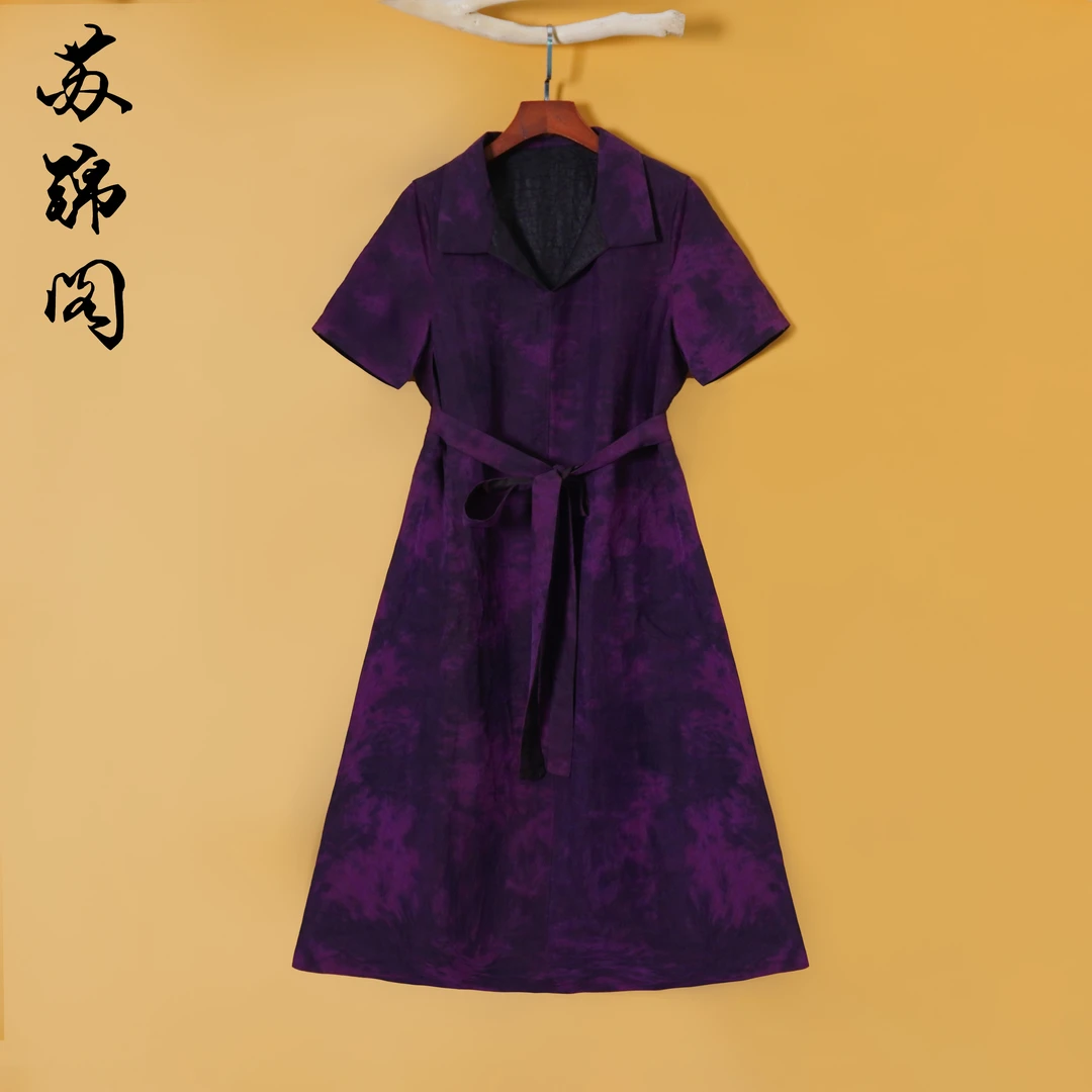 1646-86190新款高档上档次百分百桑蚕丝香云纱连衣裙洋气气质高端