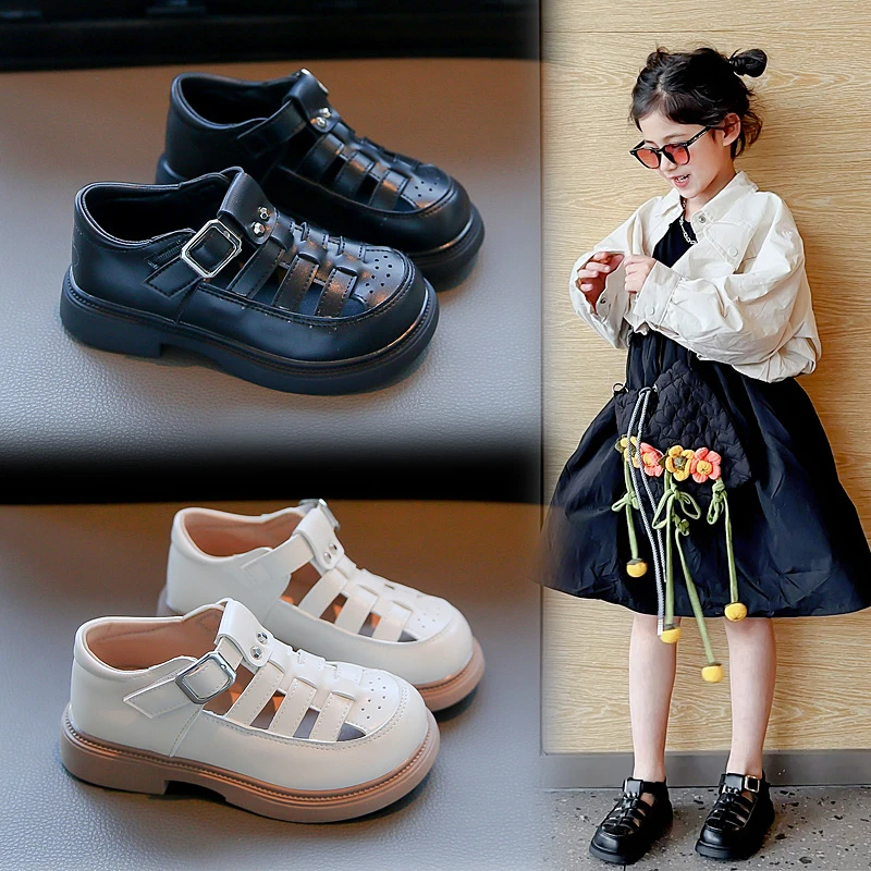 女童凉鞋2024春夏季新款时尚软底男童鞋子镂空透气包头儿童罗马鞋