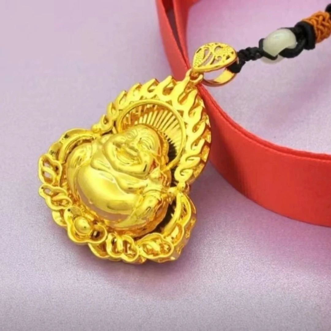 合金吊坠 项链时尚【大肚佛挂坠】百搭潮流轻奢精美吊坠饰品金色牌