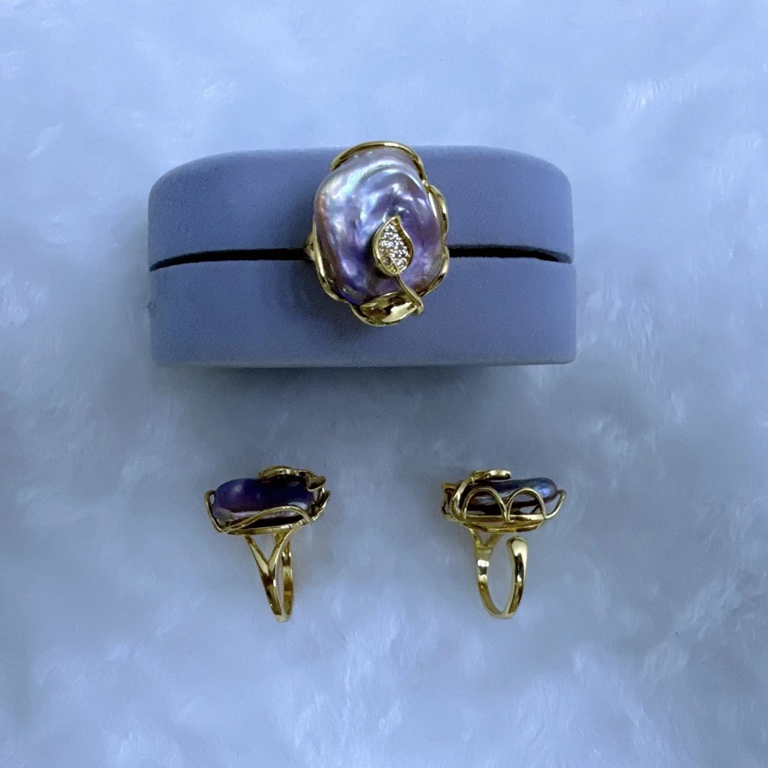 【珍副会长】淡水巴洛克【紫气腾腾】款古法戒指（多样性发货1件）