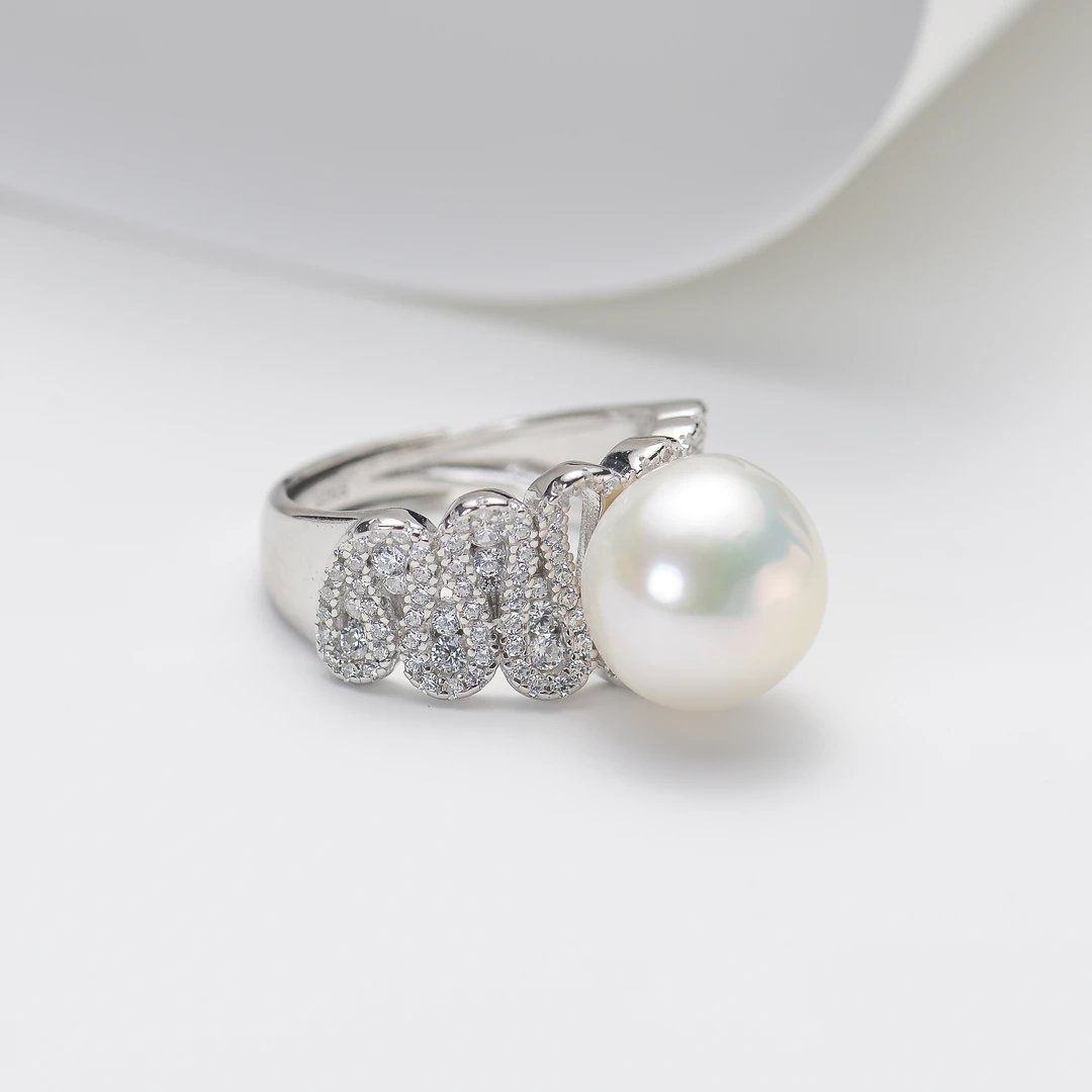 11-12mm淡水女王白珠s925银戒指-CJSD416