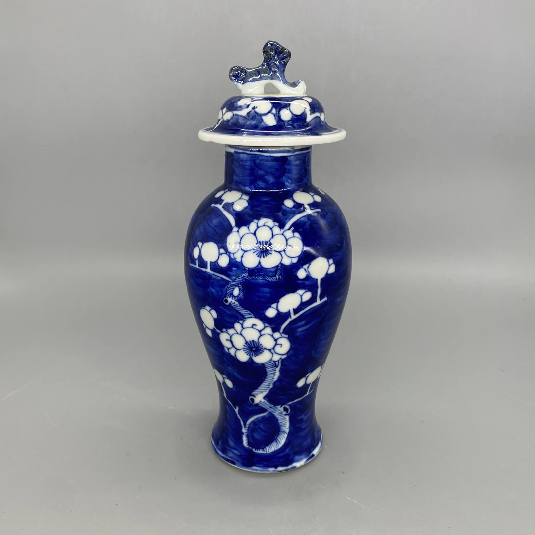 32412024*清光绪青花冰梅纹盖瓶/瓷器三/江苏省文物总店