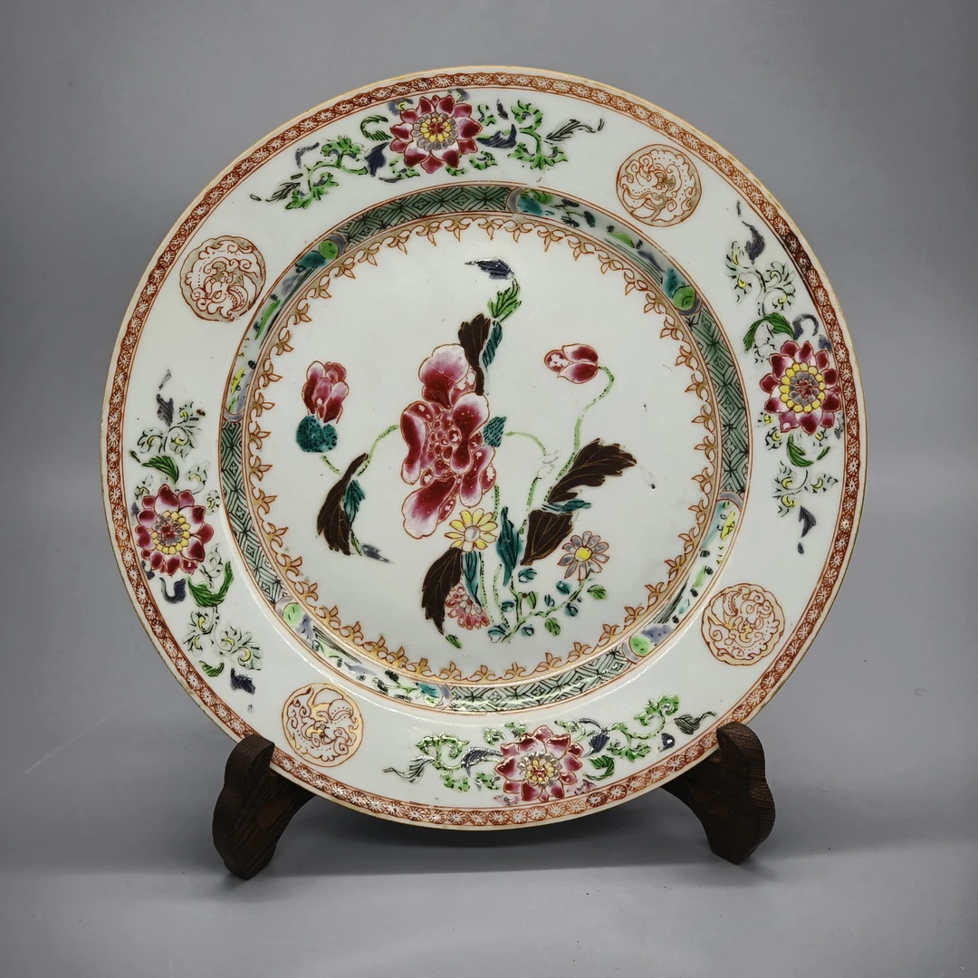 72411049*清雍正粉彩花卉纹盘/瓷器七/江苏省文物总店