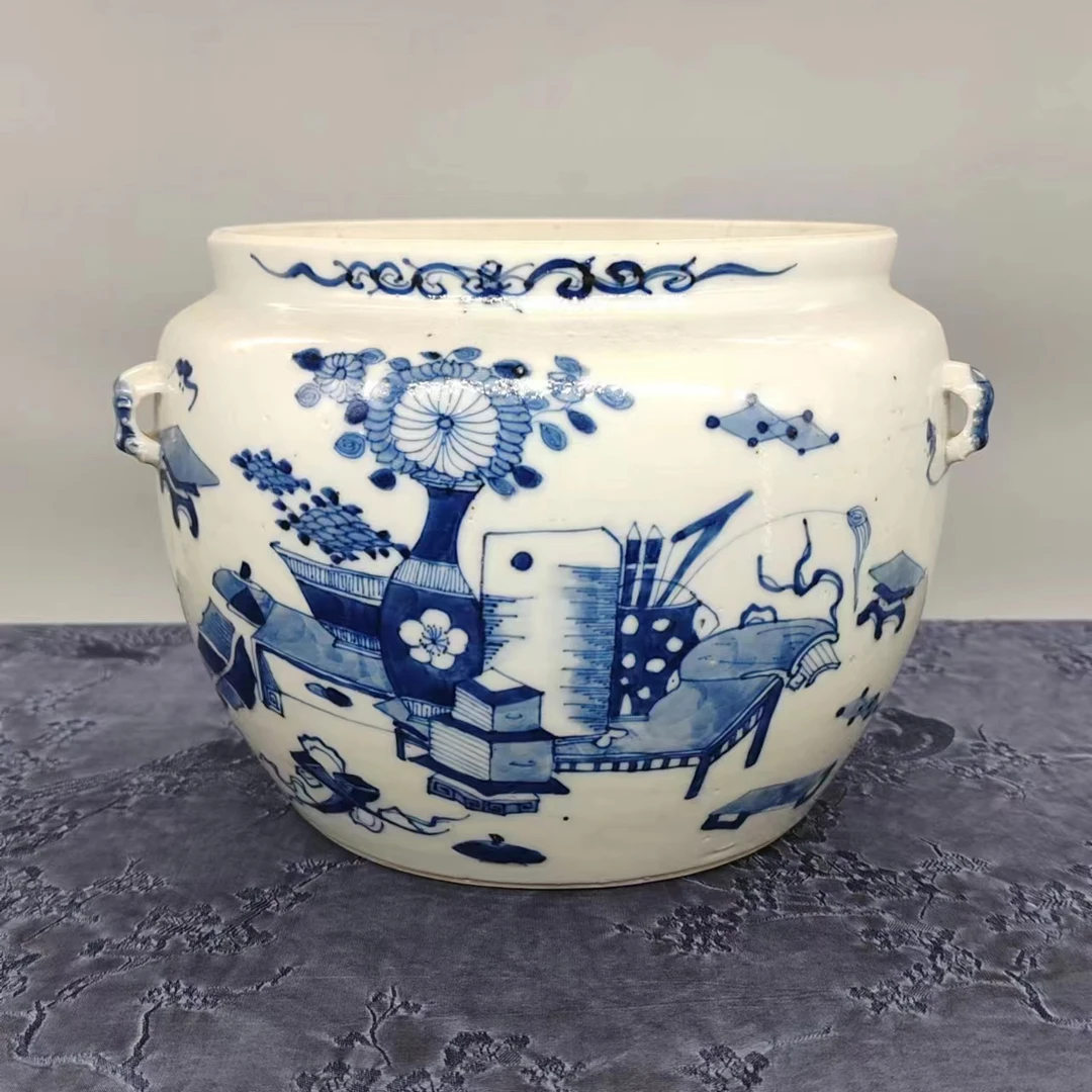 2070920*清光绪青花博古纹罐/瓷器二/江苏省文物总店