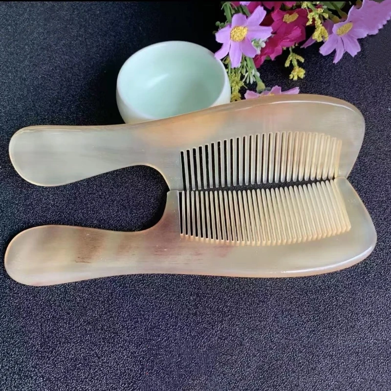 自然牛角梳羊角梳中柄梳子