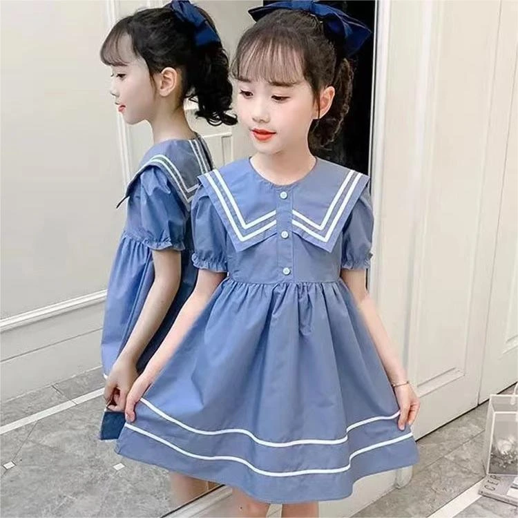 连衣裙裙子童装女童洋气公主裙夏季学生学院风娃娃领韩版