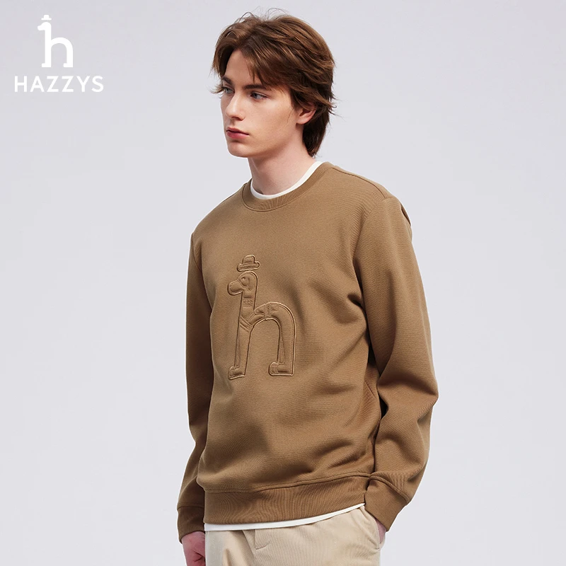 Hazzys哈吉斯秋季男上衣长袖运动休闲时尚圆领男装卫衣雅丹风