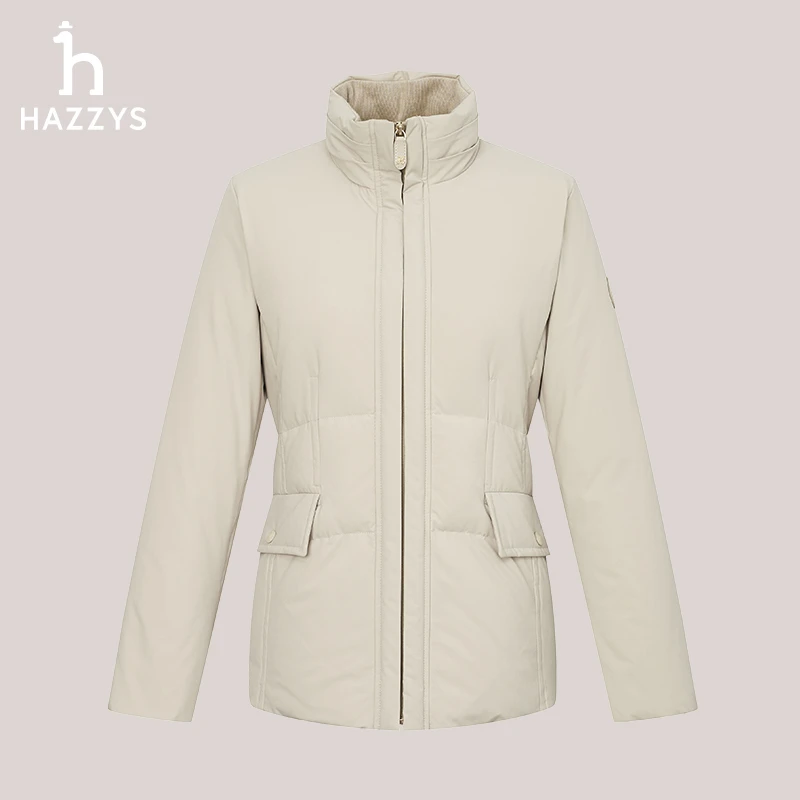 Hazzys哈吉斯女士冬季休闲立领收腰舒适羽绒服保暖外套通勤气质