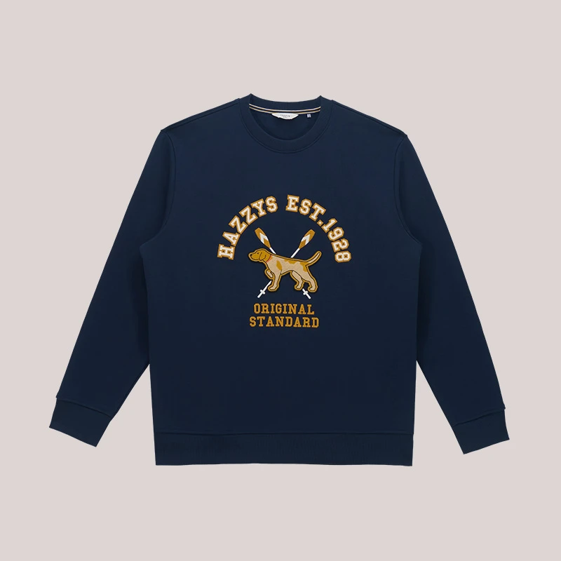 Hazzys哈吉斯Hazzys秋冬季男士潮流大标百搭时尚休闲圆领套头舒适