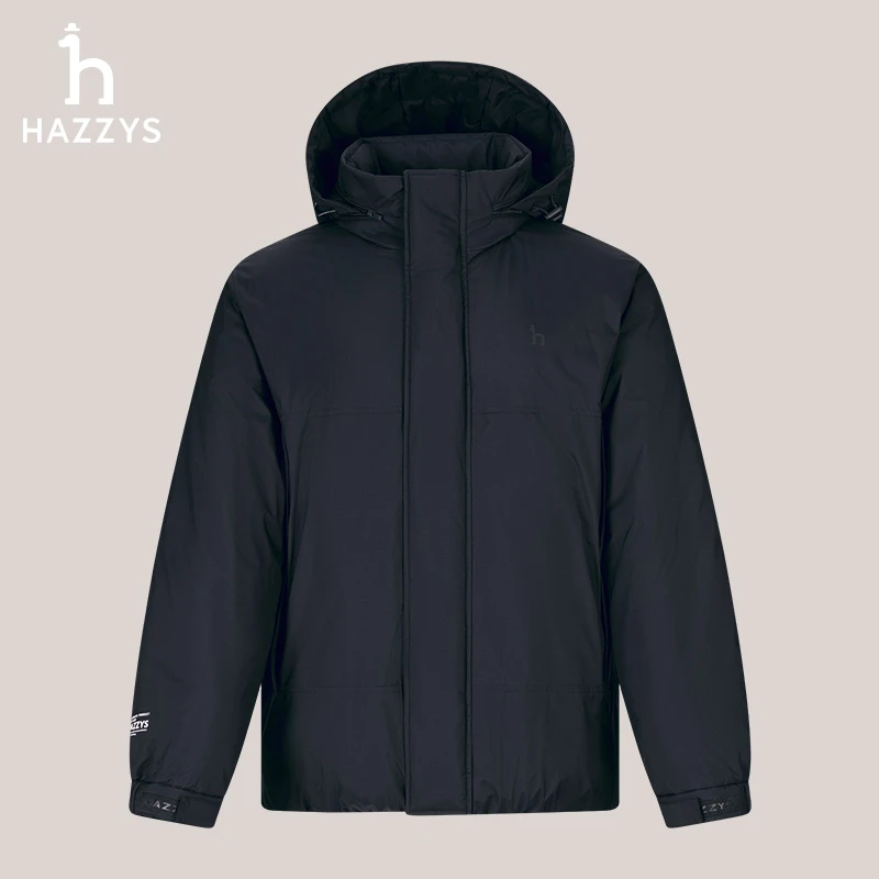 Hazzys哈吉斯冬季时尚运动保暖连帽羽绒服外套潮流休闲户外男士