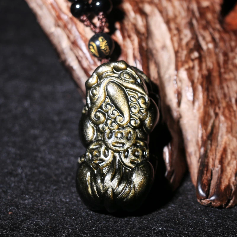 金耀石貔貅吊坠饰品项链男女天然黑曜石貔貅挂坠挂件