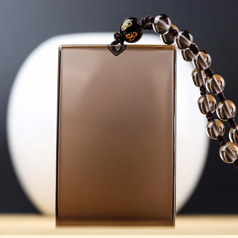 天然冰种黑曜石双面大号无事牌吊坠男士霸气平安挂坠女项链平安牌