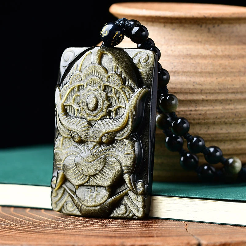 黑曜石貔貅吊坠男女款正品天然男士金曜石霸王貔貅挂件项链蛇年