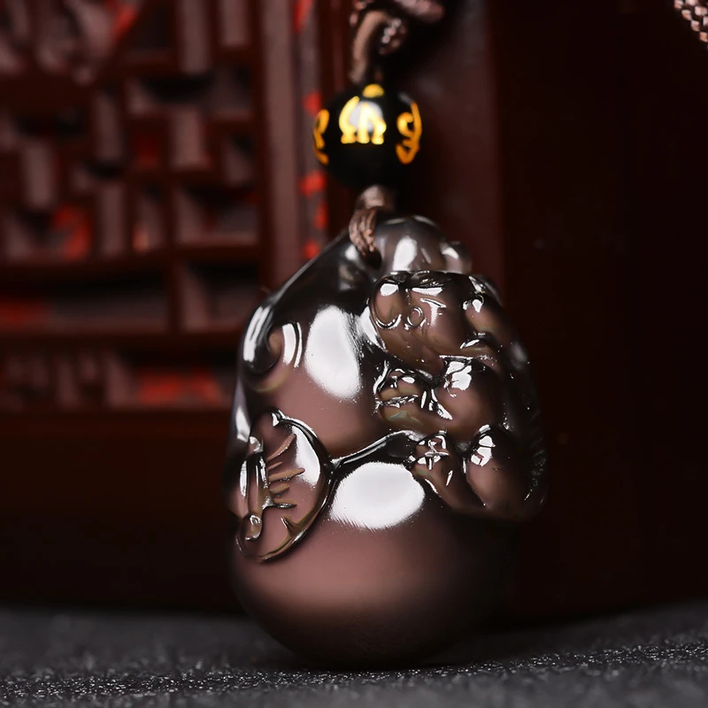 天然黑曜石秋冬貔貅吊坠女招财貔恘如意葫芦挂件饰品项链男挂坠