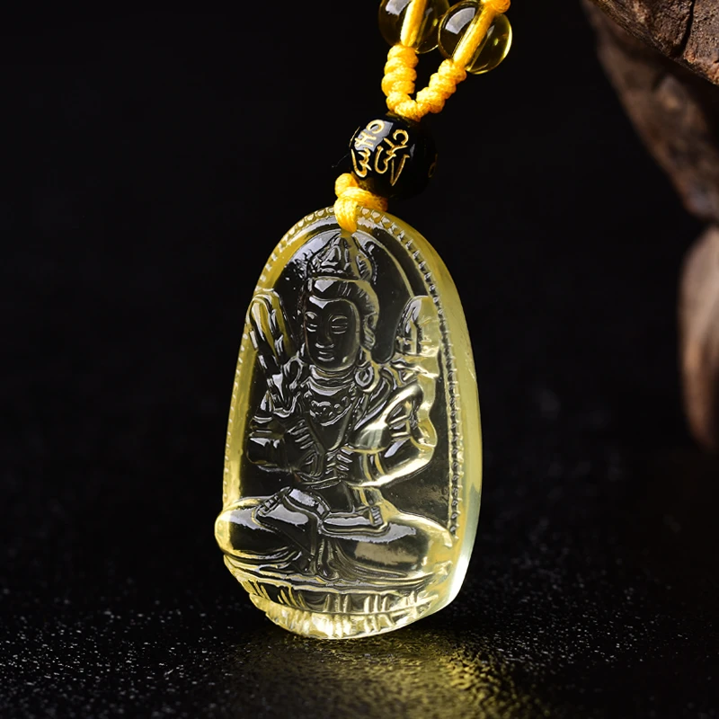 天然黄水晶吊坠男女款八大守护神生肖本命佛男女蛇普贤鼠牛虎兔龙