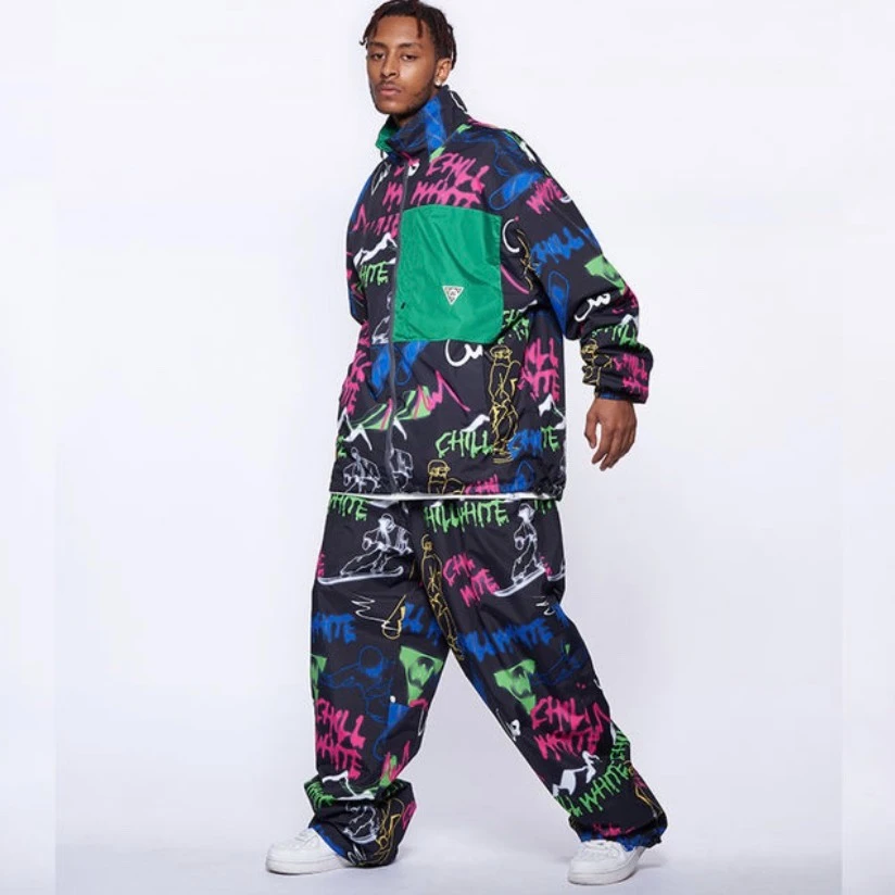 CHILLWHITE新品SNOWBOARD设计师联名涂鸦双面滑雪服套装男单板女