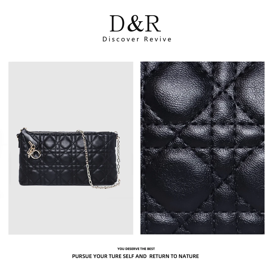 Discover Revive时尚休闲百搭单肩腋下菱格包包E179-黑色