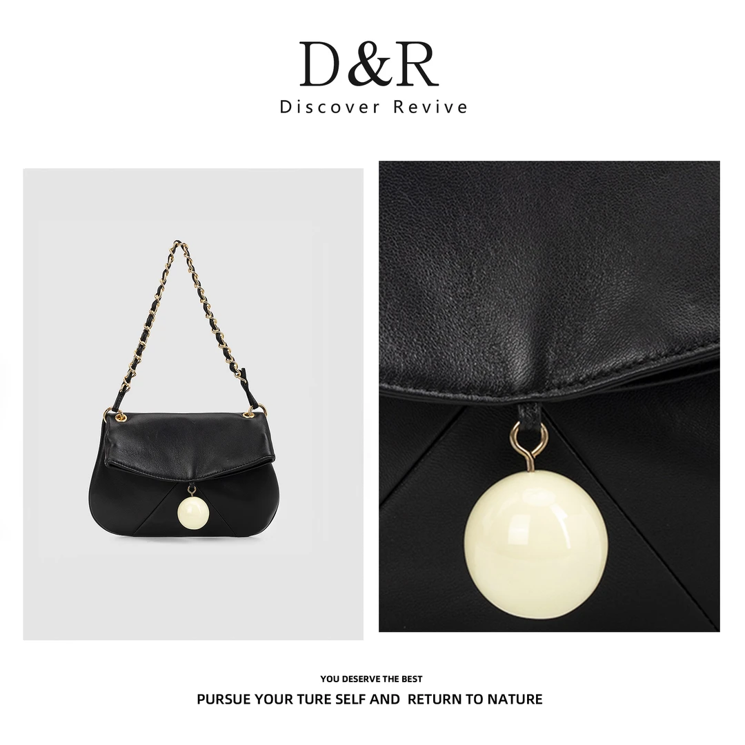 Discover Revive中古款时尚百搭单肩腋下设计师包包E56-黑