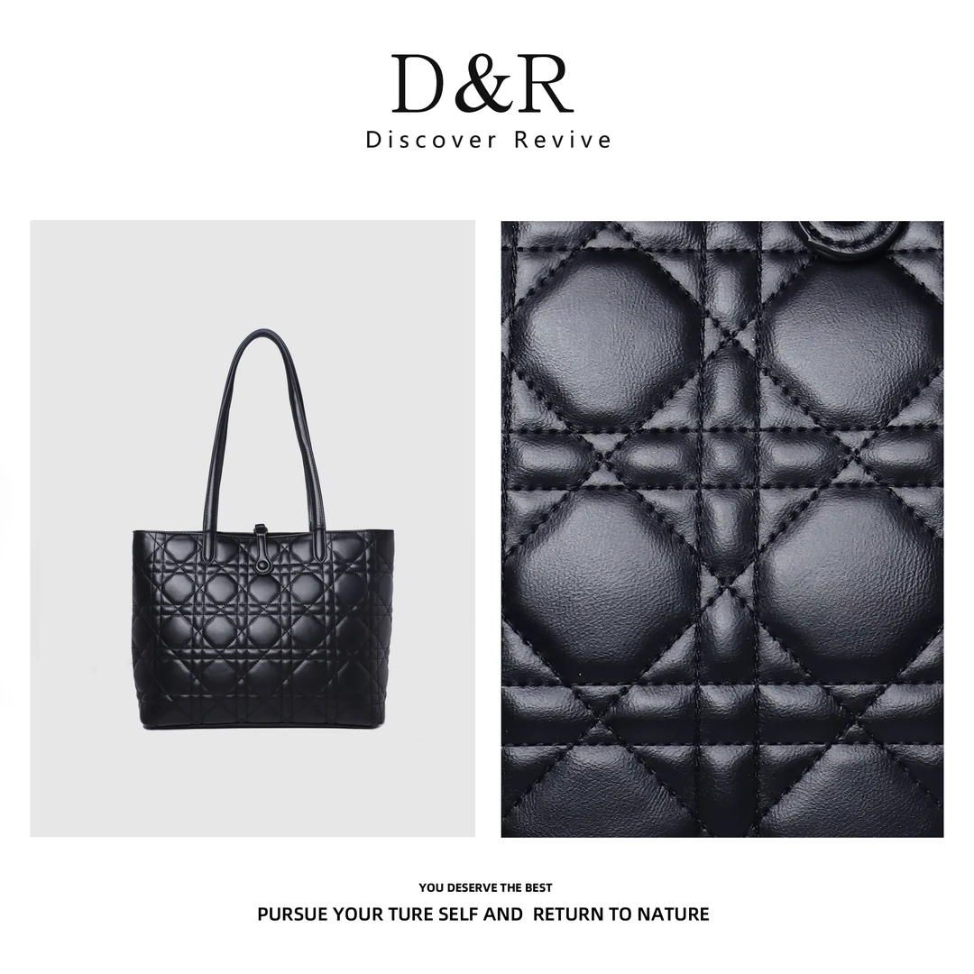 Discover Revive时尚休闲百搭单肩腋下菱格包包E207-黑