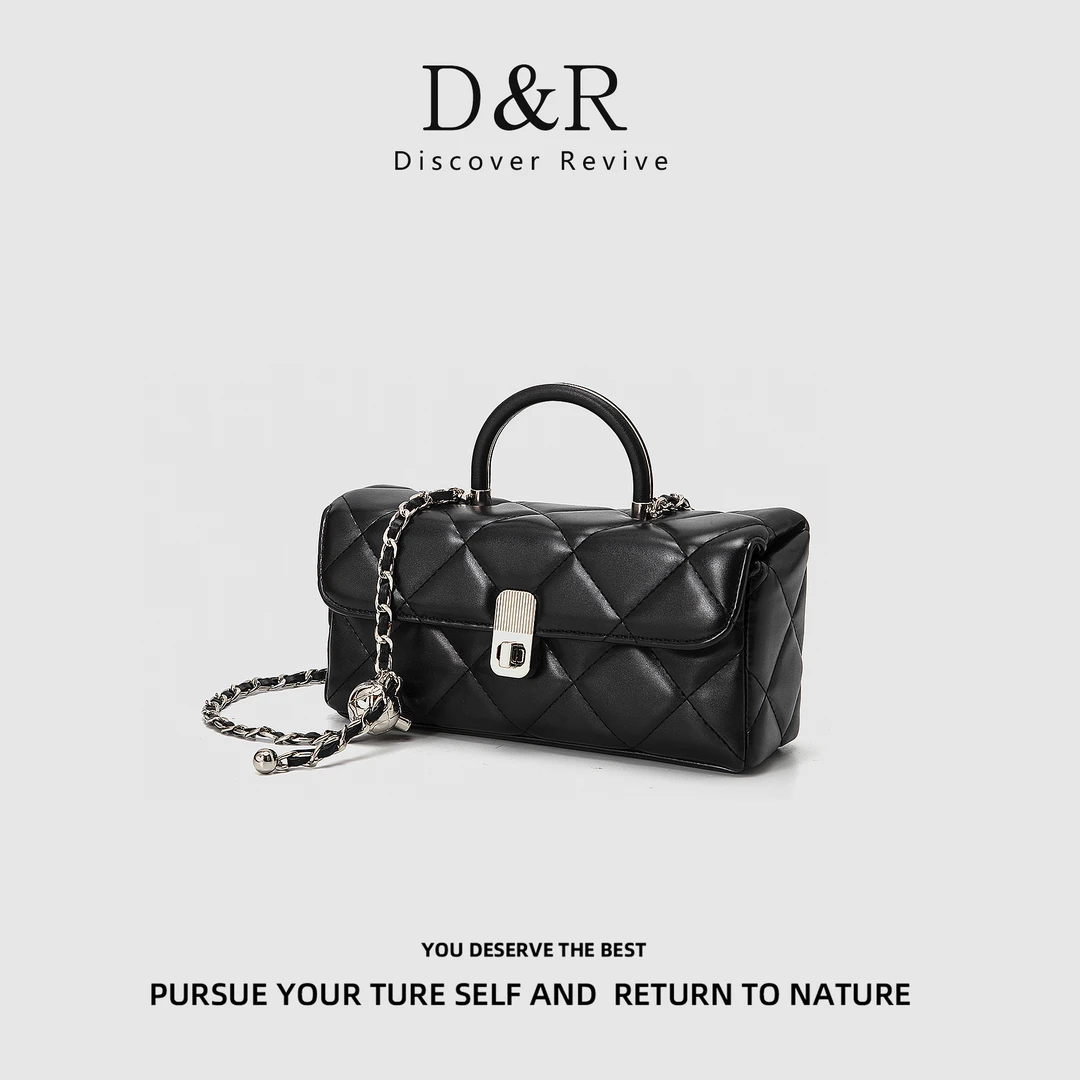 春夏新款时尚单肩斜跨手提包包E684-黑色