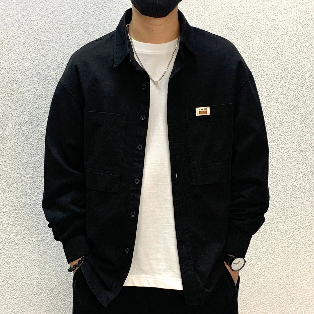 梦燕春秋男时尚百搭气质大方工装风休闲宽松长袖衬衫XB05B4007D