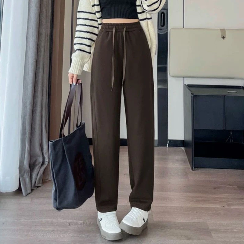 梦燕秋冬时尚简约休闲百搭针织加厚阔腿女裤CD03B4006D