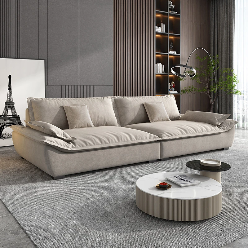 笺一麂皮绒帆船沙发超宽坐深直排一字型意式极简客厅布艺沙发羽绒