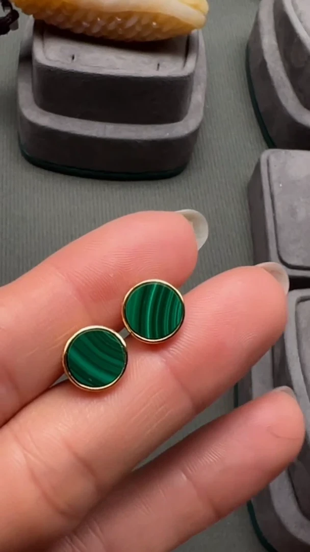 【闪购商品】孔雀石耳饰银S925镶嵌1