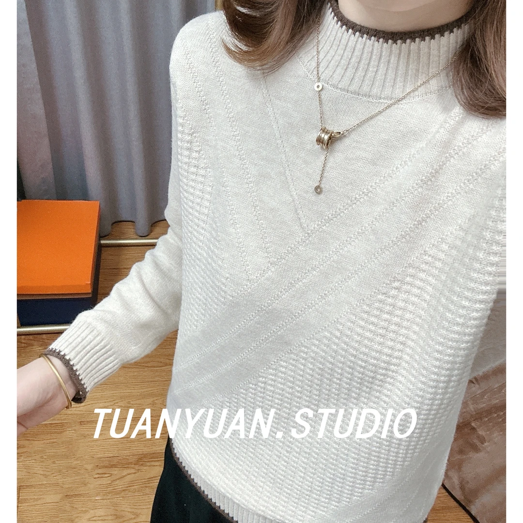 早春新款针织衫女士蕾丝冬装2024年新款内搭上衣百搭套头