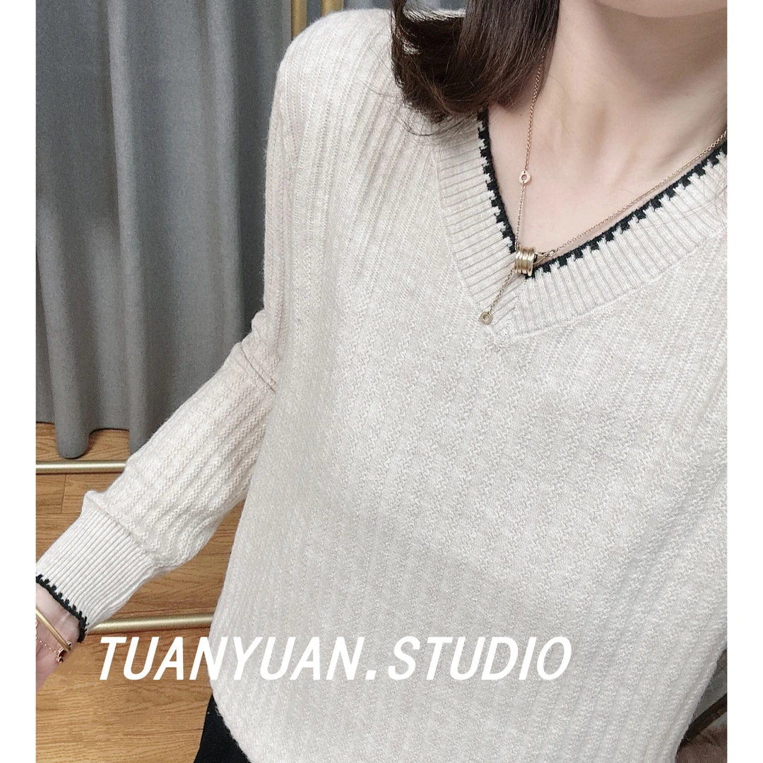 【V领】早春新款毛衣女士2024年新款爆款内搭针织衫上衣套头秋冬