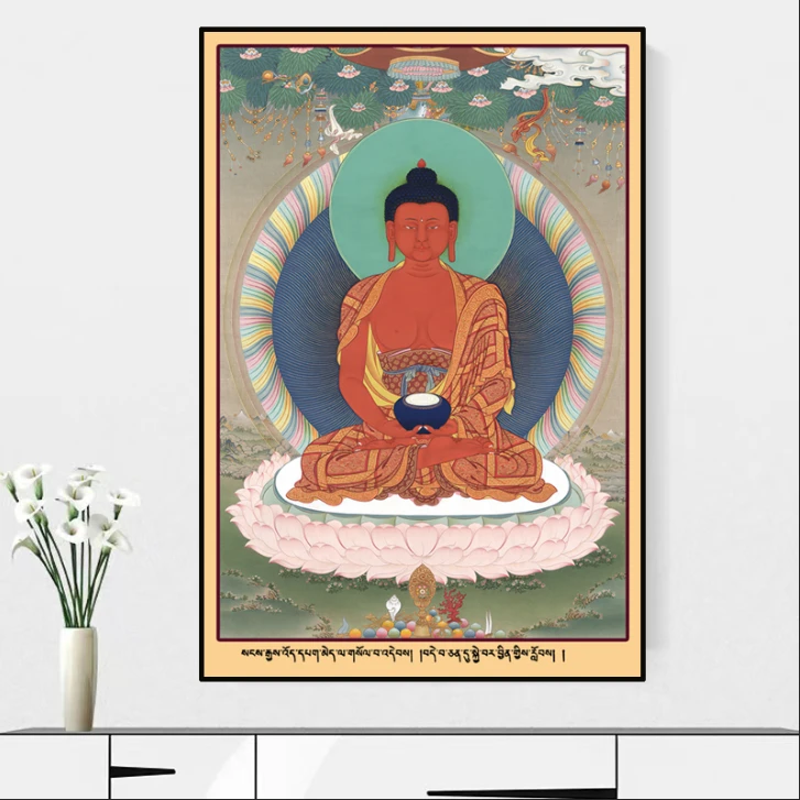 【西藏包邮】阿弥陀佛药师傅玄关装饰画晶瓷烤瓷水晶工艺单幅镶钻