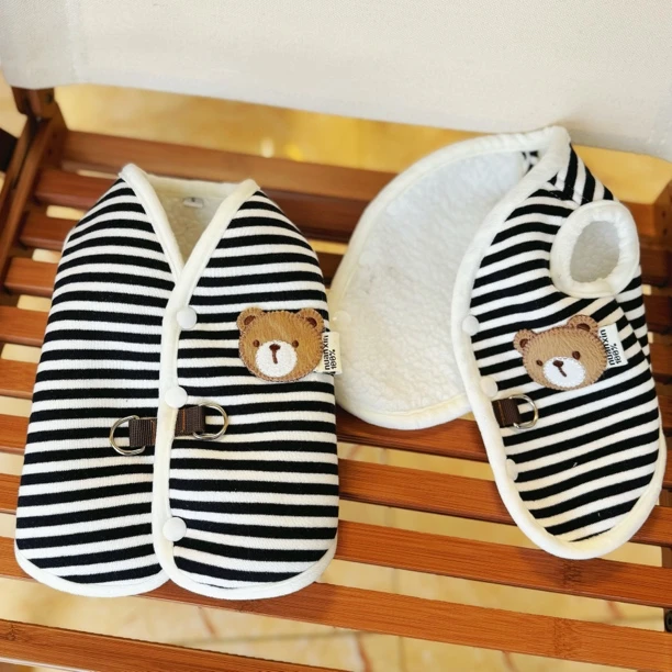 宠物狗狗衣服秋冬加厚棉衣泰迪比熊约克夏小型犬猫咪马甲衣服条纹