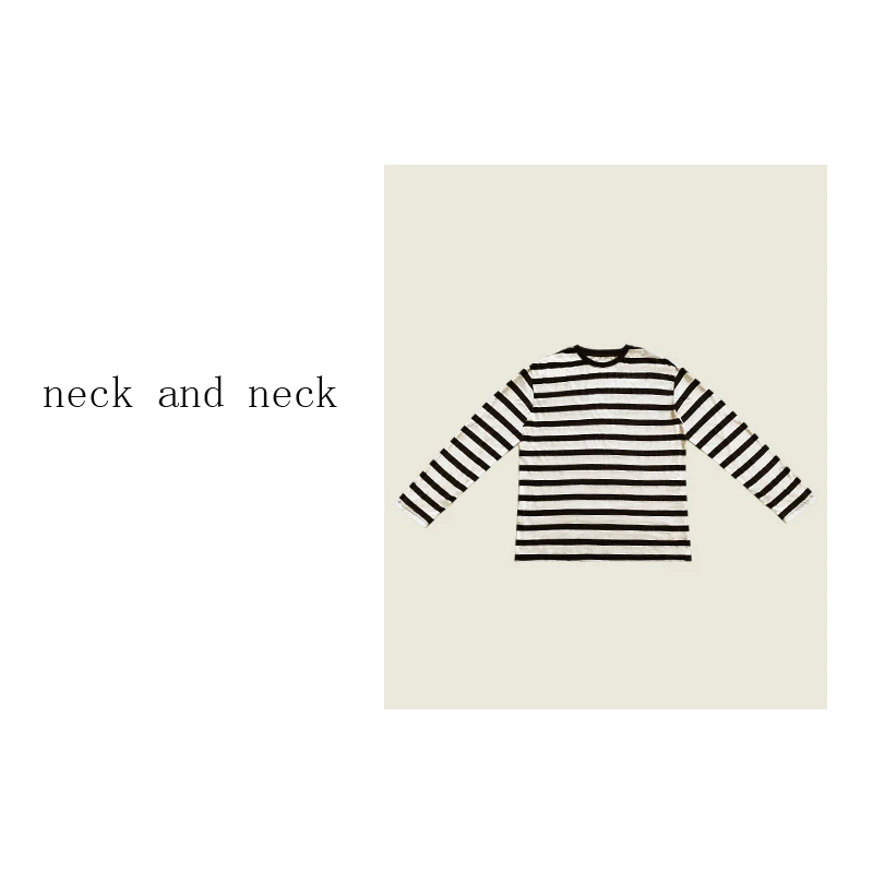 【 neck and neck 】 “ 条纹序曲 ” 松弛感条纹撞色宽松长袖T恤