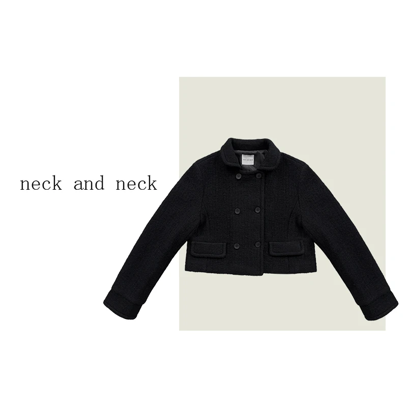 【 neck and neck 】“ 黑桃A ” 双排扣翻领短款双面外套