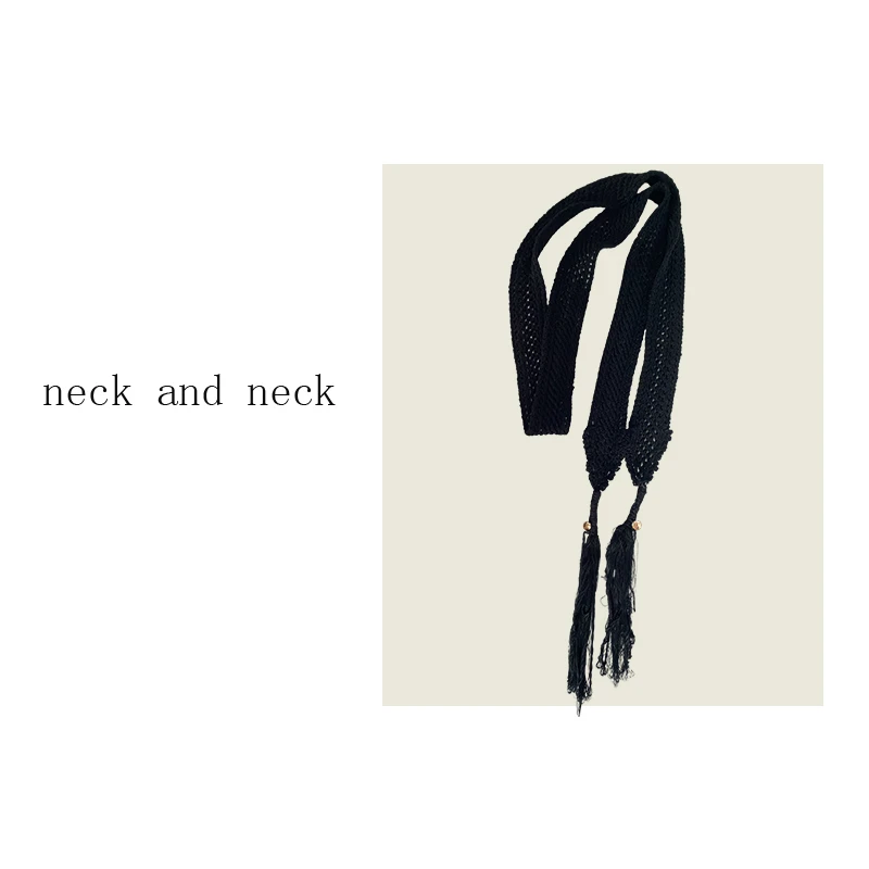 【 neck and neck 】“ 意式飘带 ” 叠戴层次感手工编织锁骨颈带丝巾