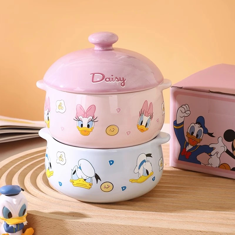 D迪士尼 陶瓷小炖盅 一人家用蒸蛋碗带盖燕窝盅炖罐小汤盅