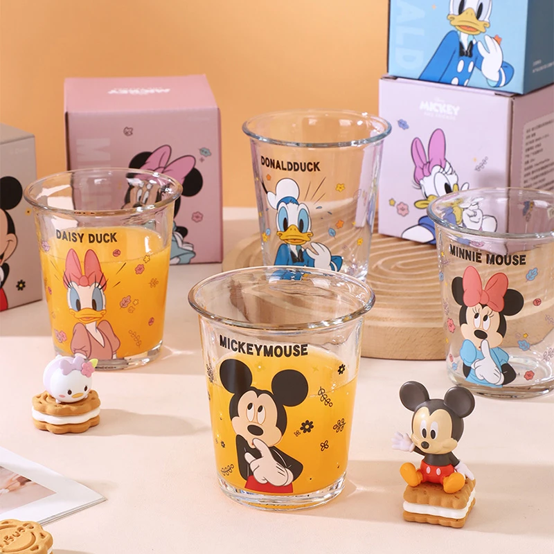 迪士尼正版草莓熊可爱玻璃杯子喝水杯网红果汁杯新黛西斜身反口杯